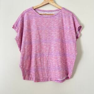 Prana Short Sleeve Boxy Tee Drop Sleeve Cosmo Pink Shirt Small Organic